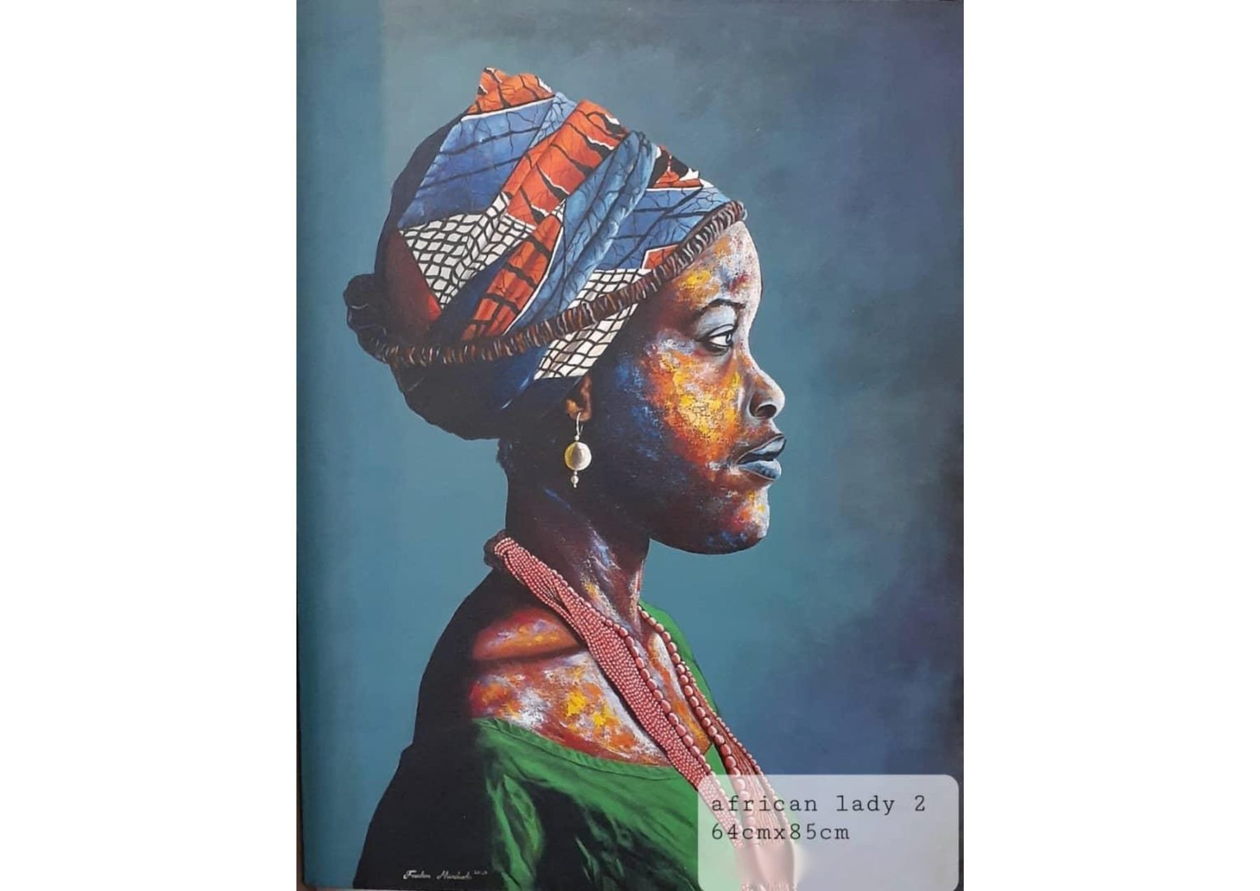 Original Oil Painting African Lady -2