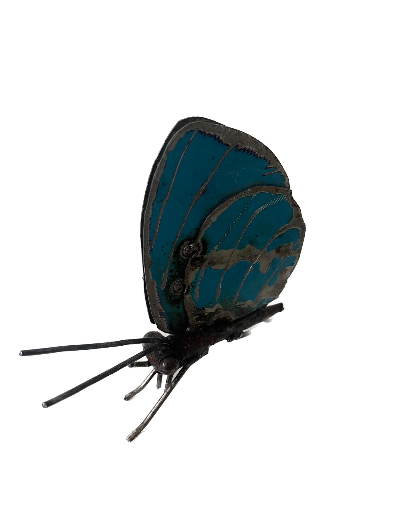 Butterfly -Scrap Metal- (wings closed)-Blue